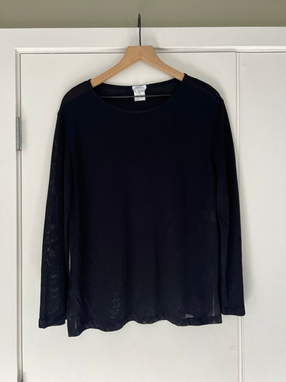 DESIGNER~ MAX MARA BLACK MESH LONG SLEEVE TOP