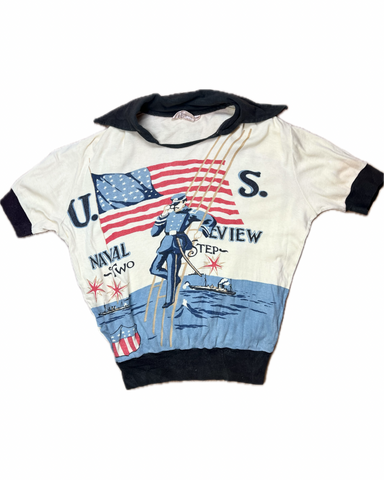 1970s U.S. NAVAL REVIEW COLLARED TEE