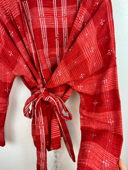 HANDMADE RED KIMONO SWEATER TOP