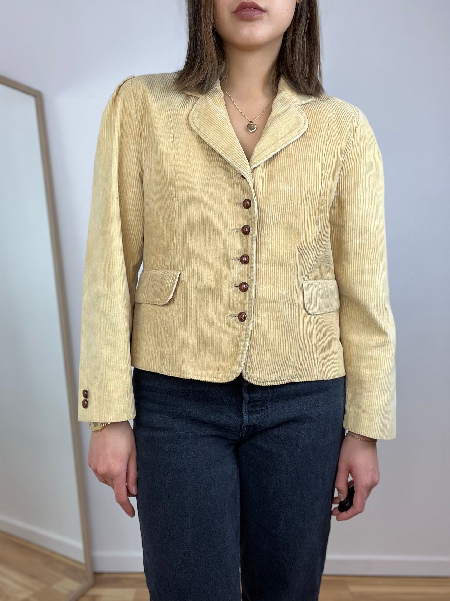 TAN CORDUROY CROPPED BLAZER