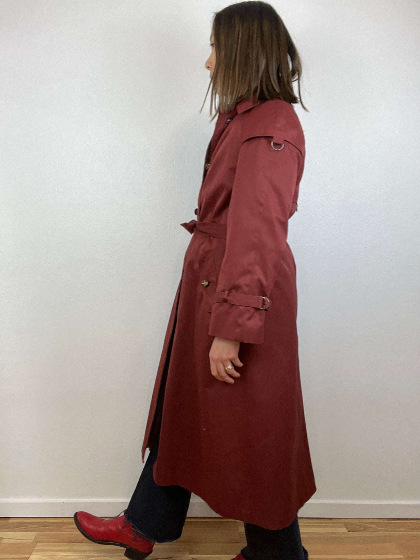 WINE RED TRENCH COAT