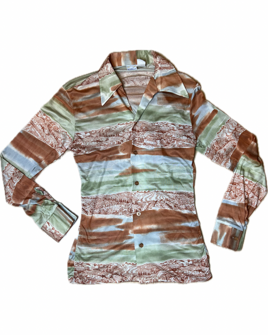 1970s STYLED IN CALIFORNIA LANDSCAPE DISCO SHIRT