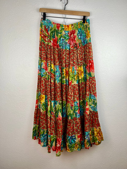 COLORFUL FLORAL MAXI SKIRT