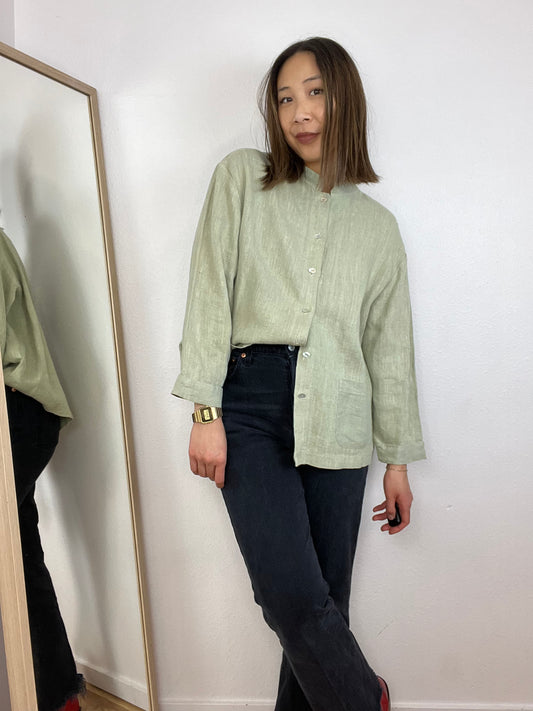 SAGE GREEN LINEN TOP