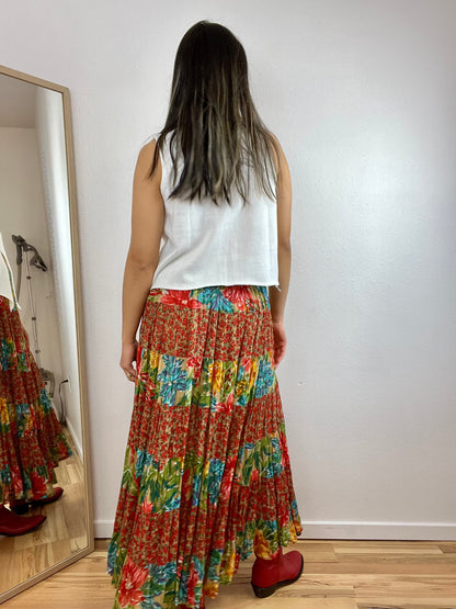 COLORFUL FLORAL MAXI SKIRT