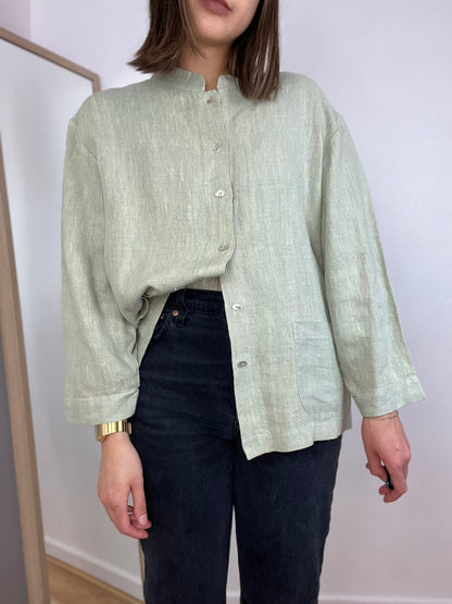 SAGE GREEN LINEN TOP