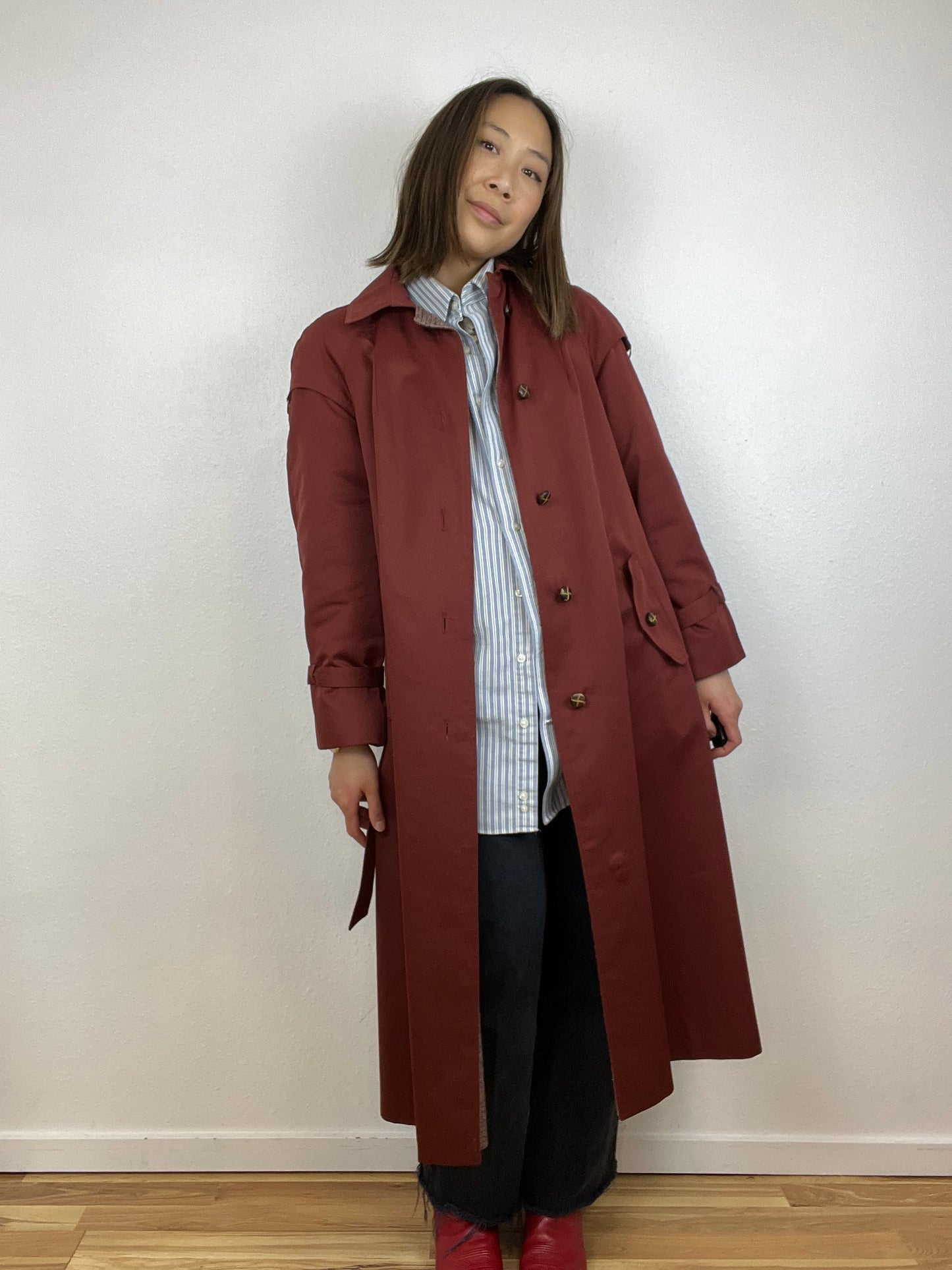 WINE RED TRENCH COAT