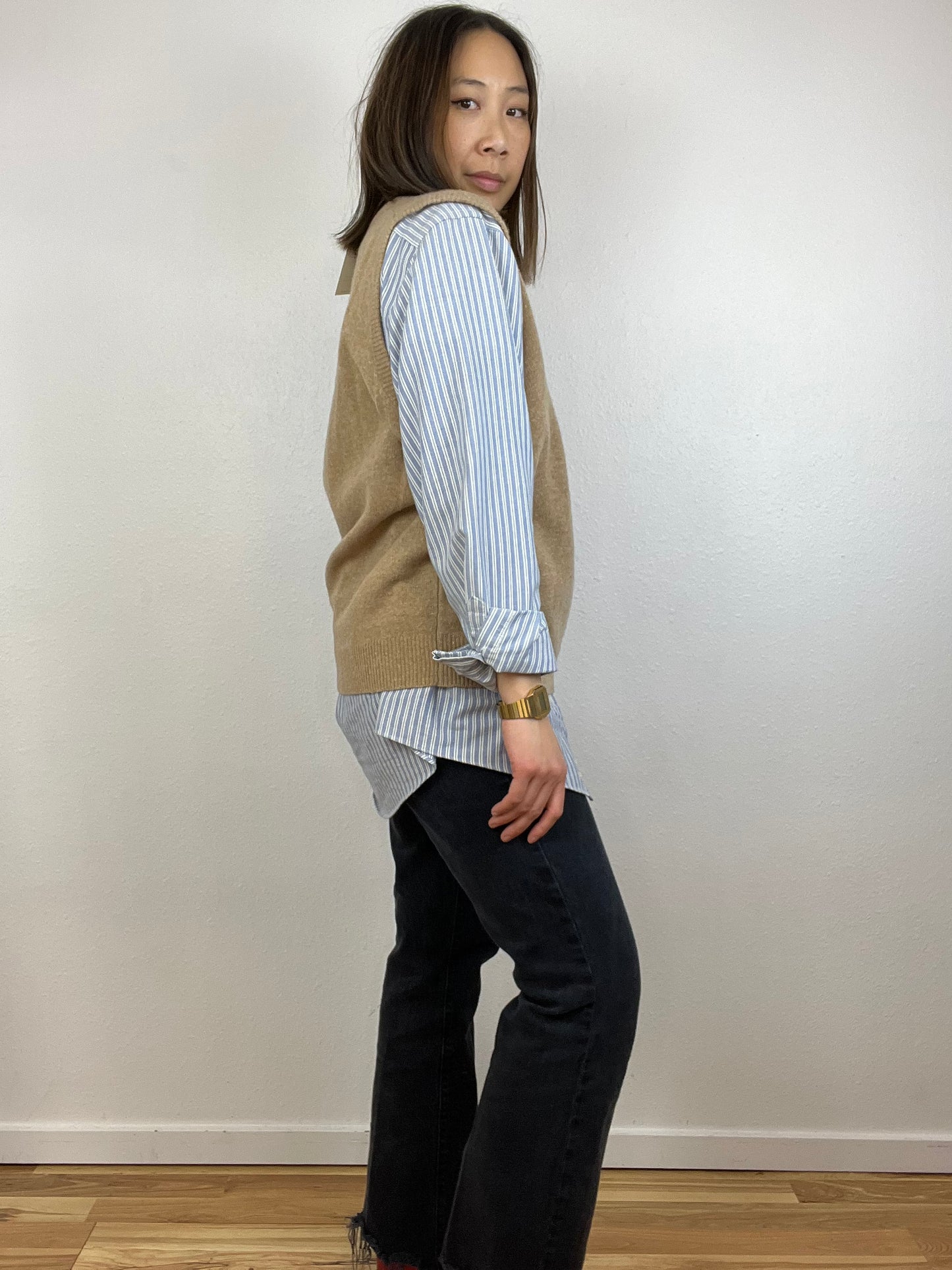 CLUB ROOM TAN WOOL SWEATER VEST