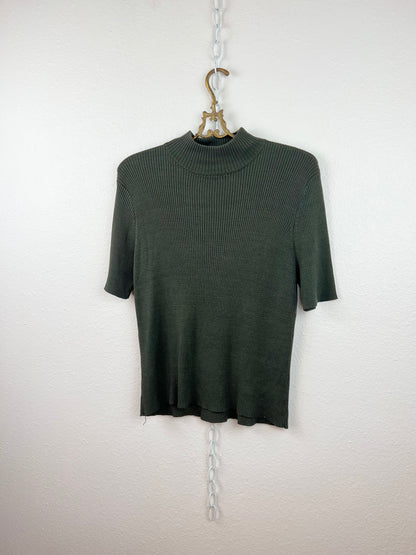 SILK RIBBED MOCK NECK