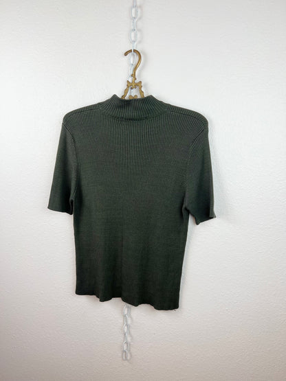 SILK RIBBED MOCK NECK