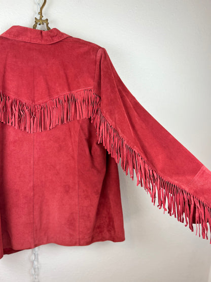 RED FRINGE LEATHER JACKET