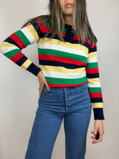 RICKI STRIPED HENLEY SWEATER