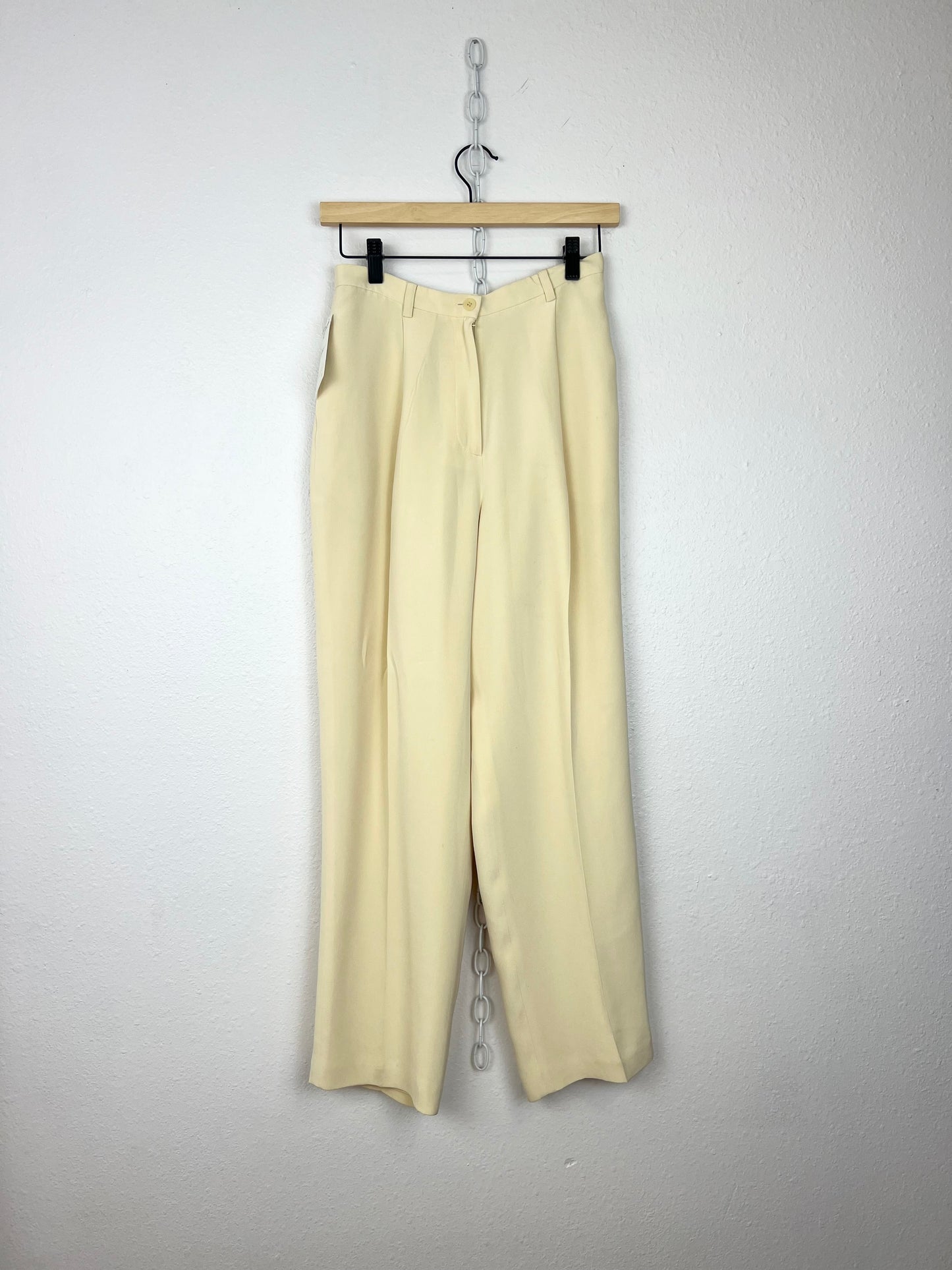 STRAIGHT LEG CREAM SILK TROUSERS | 26" WAIST