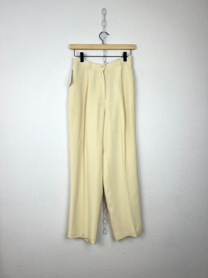 STRAIGHT LEG CREAM SILK TROUSERS - 26" WAIST