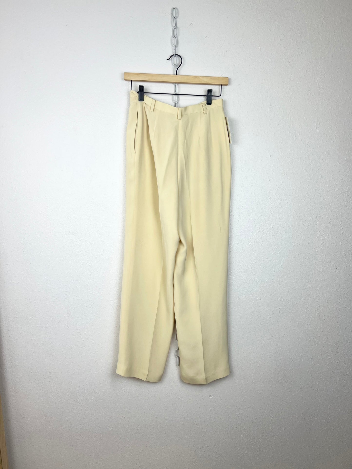 STRAIGHT LEG CREAM SILK TROUSERS | 26" WAIST