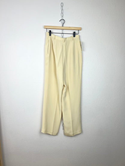 STRAIGHT LEG CREAM SILK TROUSERS - 26" WAIST
