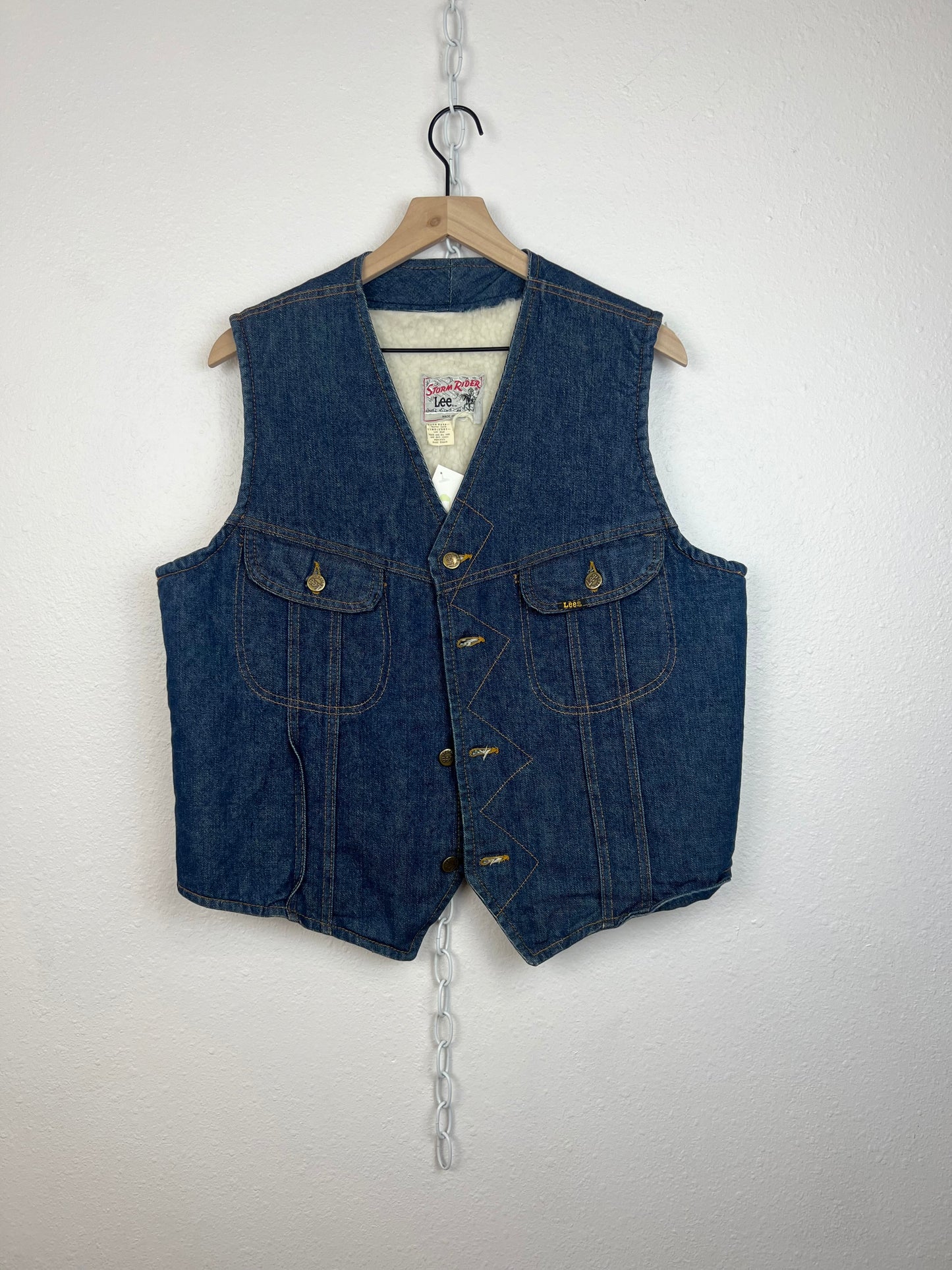 80'S LEE STORM RIDER FLEECE LINED DENIM VEST