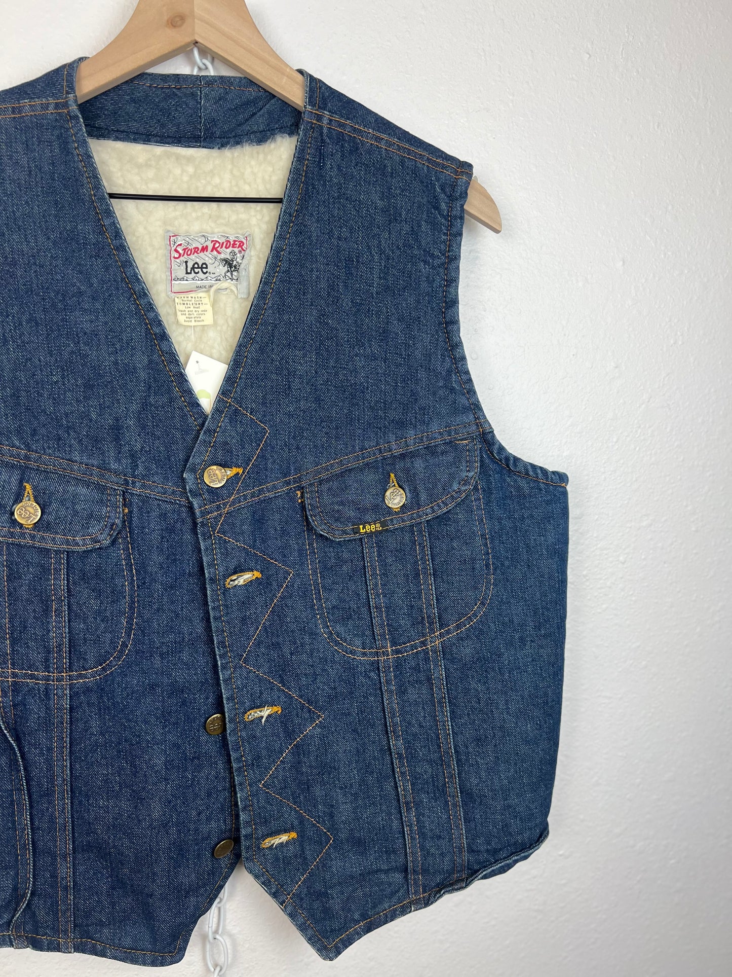 80'S LEE STORM RIDER FLEECE LINED DENIM VEST