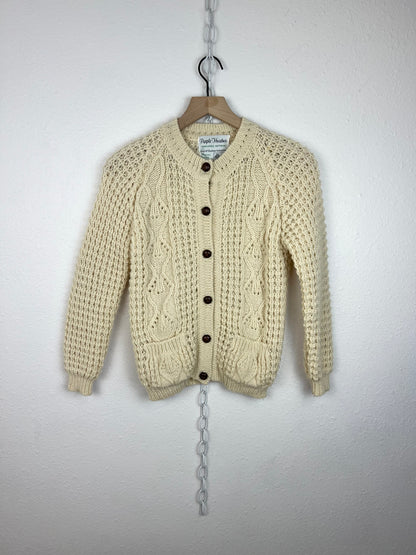 WOOL CABLE KNIT FISHERMAN CARDIGAN