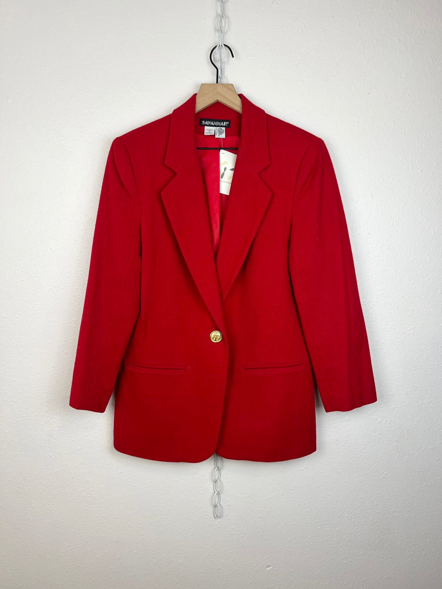 RED WOOL ONE-BUTTON BLAZER