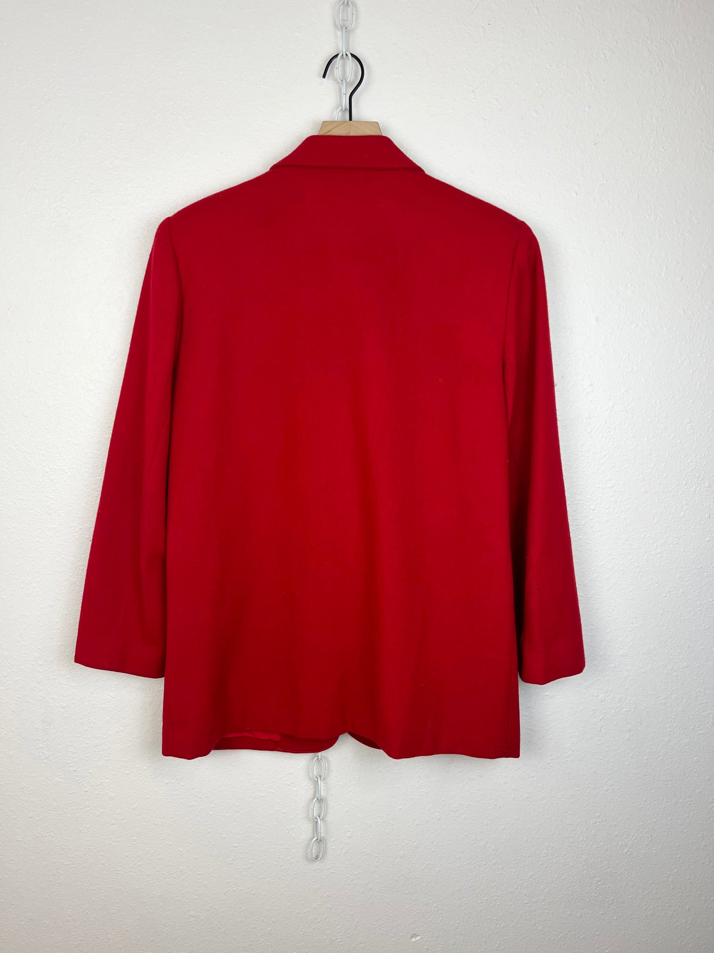 RED WOOL ONE-BUTTON BLAZER