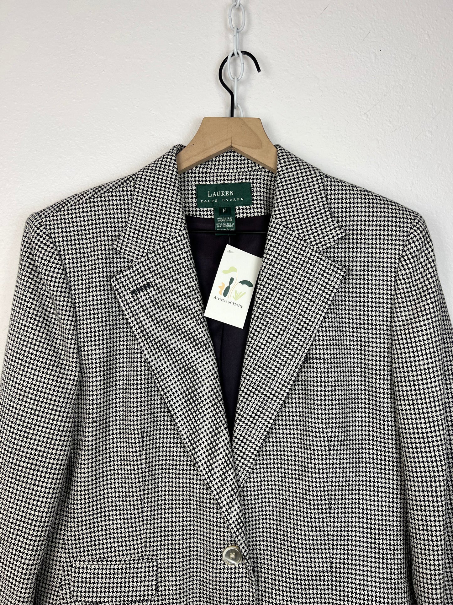 RALPH LAUREN HOUNDSTOOTH PLAID BLAZER