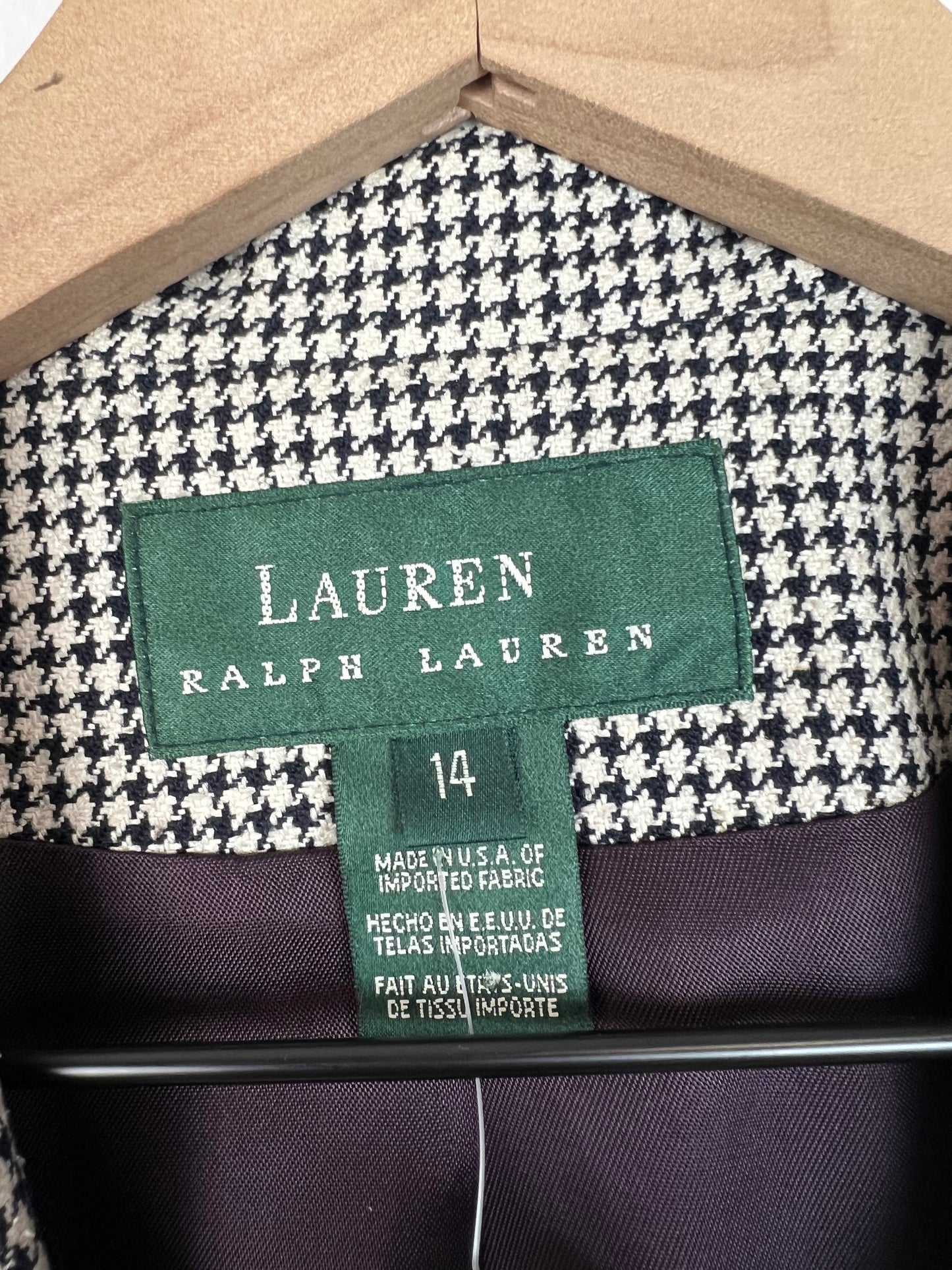 RALPH LAUREN HOUNDSTOOTH PLAID BLAZER