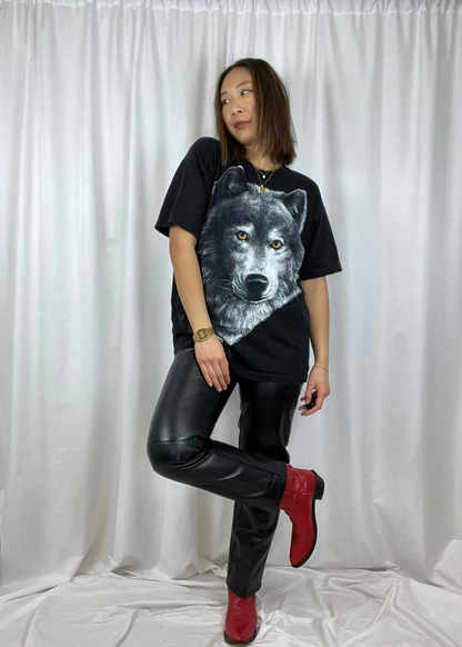 STRAIGHT LEG BLACK LEATHER PANTS - 26" WAIST