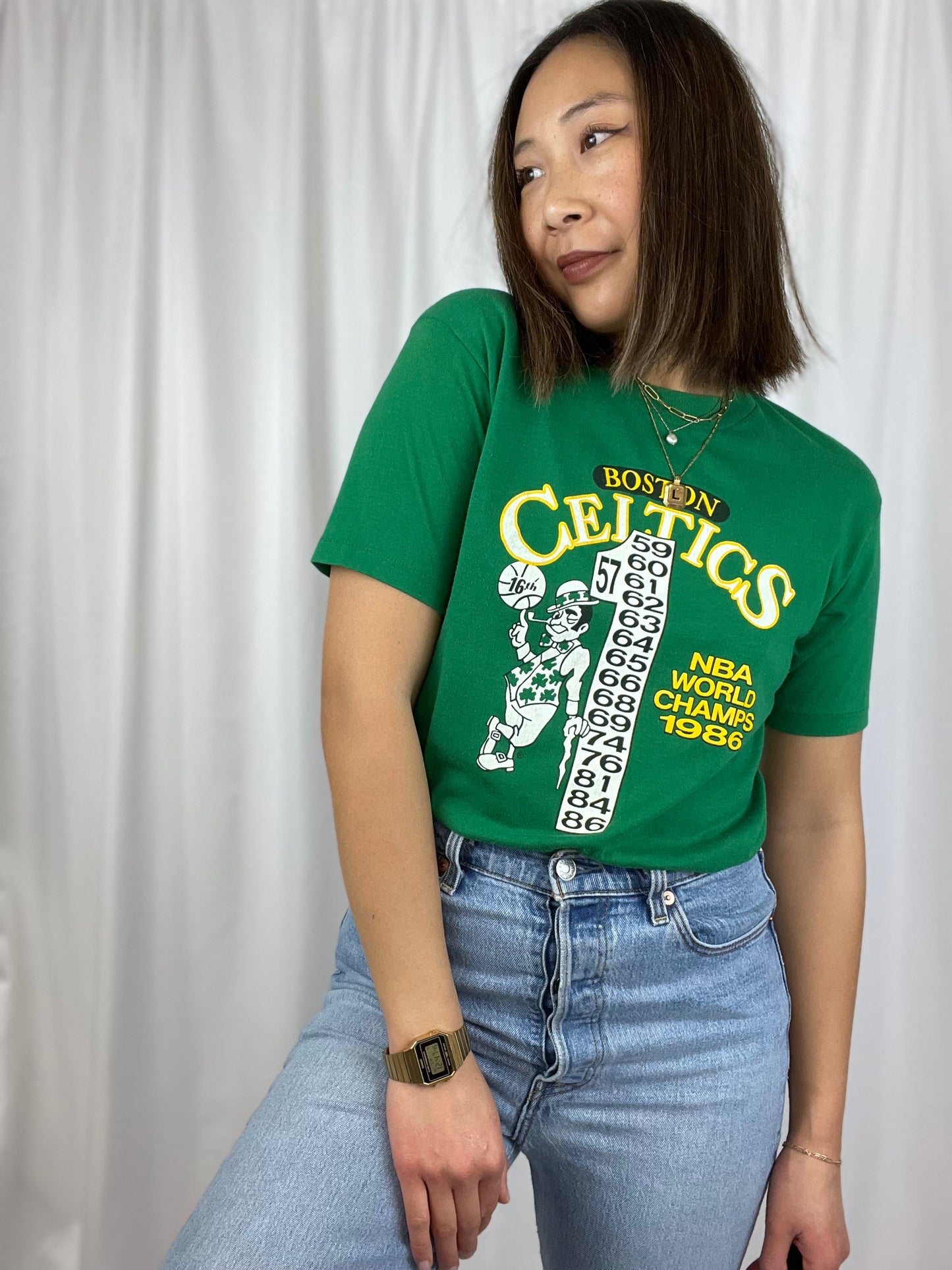 1986 BOSTON CELTICS WORLD CHAMPS TEE