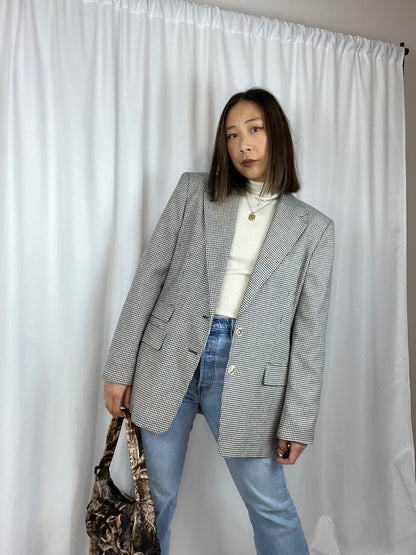 RALPH LAUREN HOUNDSTOOTH PLAID BLAZER