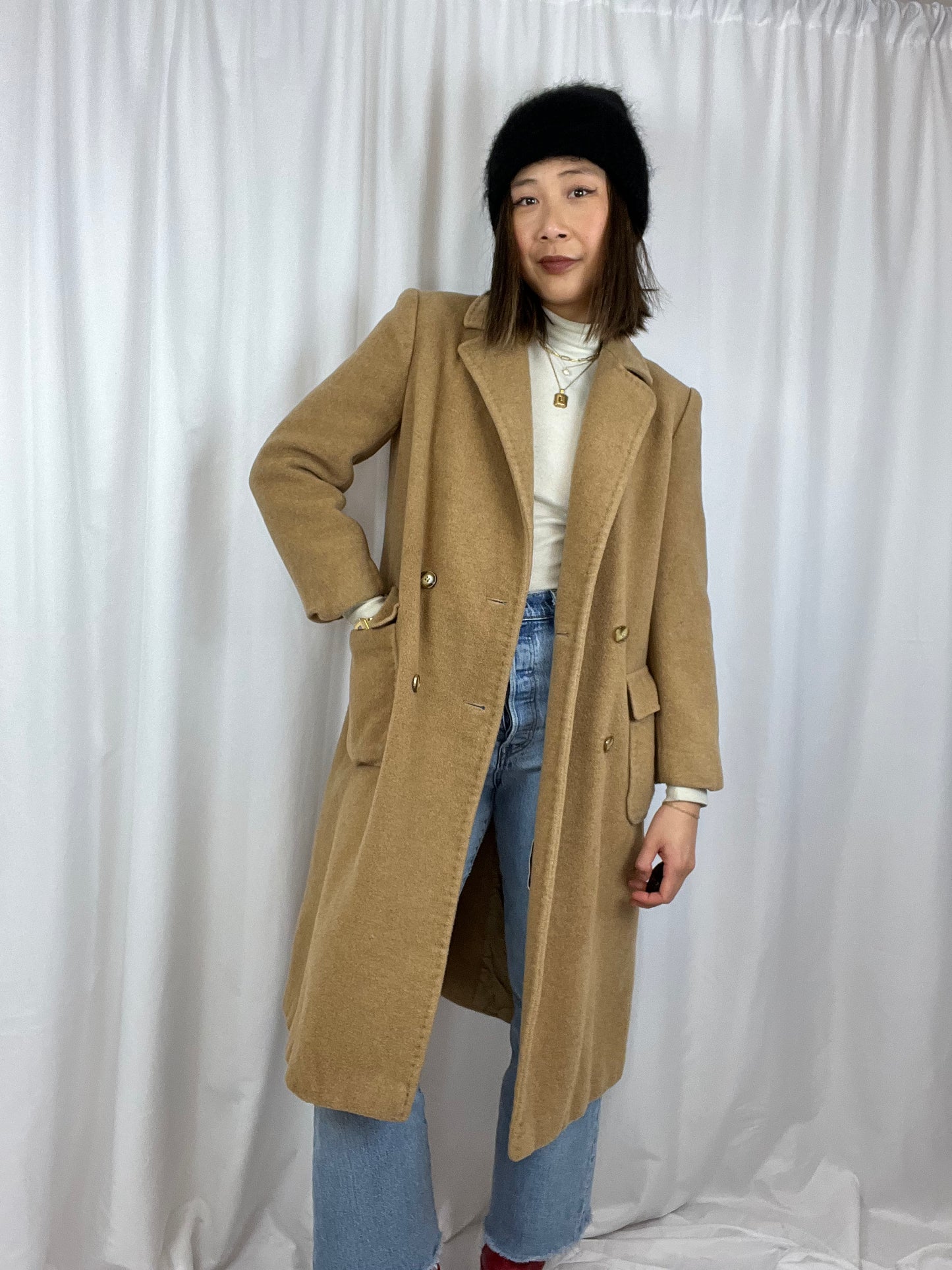 CAMEL HAIR PEACOAT