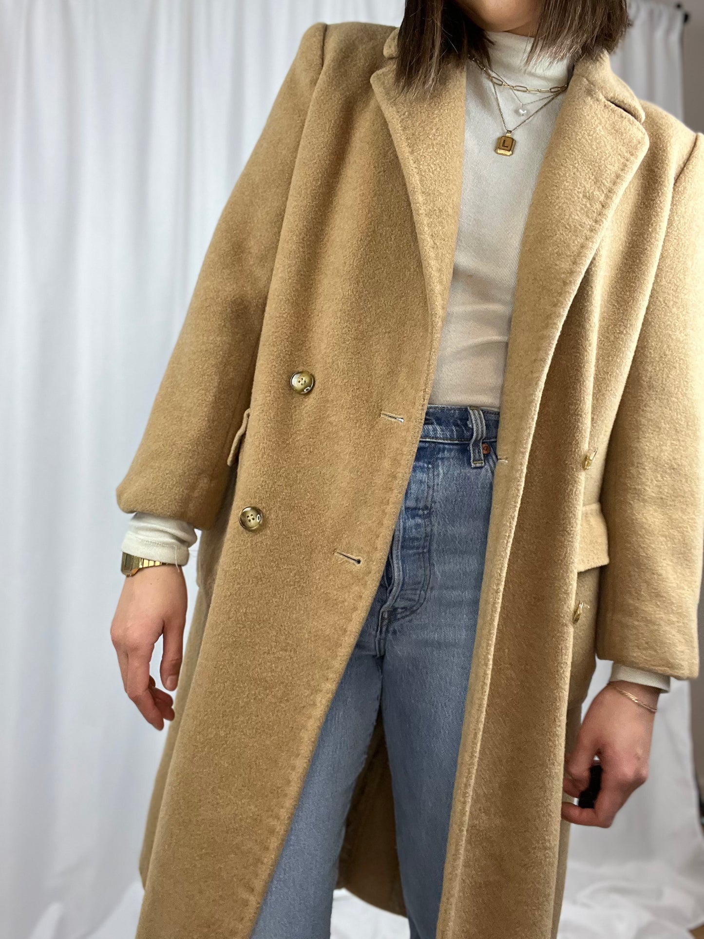 CAMEL HAIR PEACOAT