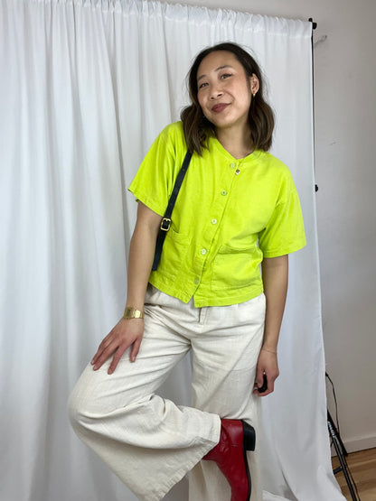 LIME GREEN BOXY SHORT SLEEVE TOP