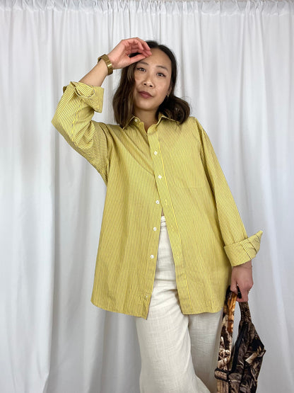 CHARLES TYRWHITT YELLOW STRIPED BUTTON DOWN