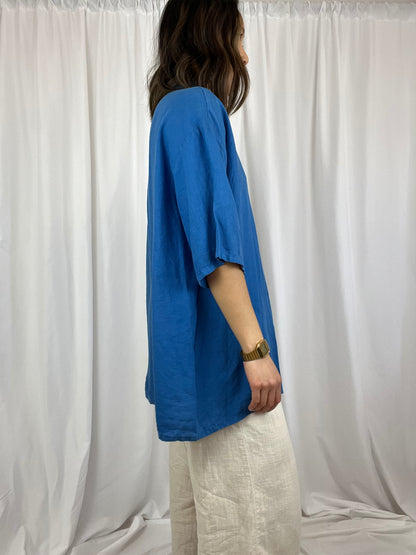 RELAXED LINEN BUTTON DOWN TOP