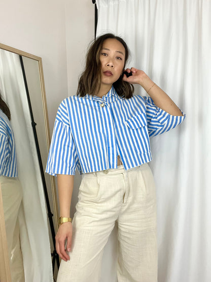 VINTAGE CUTOFF STRIPED CROP TOP