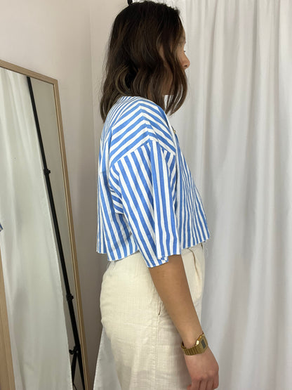 VINTAGE CUTOFF STRIPED CROP TOP