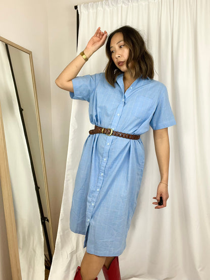 VINTAGE COLLARED PLAID SHIRT DRESS