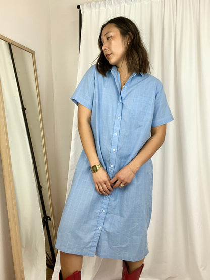 VINTAGE COLLARED PLAID SHIRT DRESS