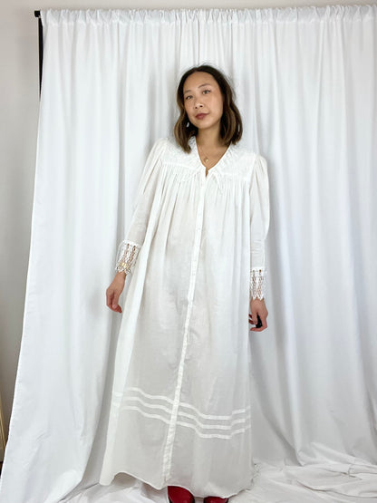 EILEEN WEST ROMANTIC LACE WHITE DRESS