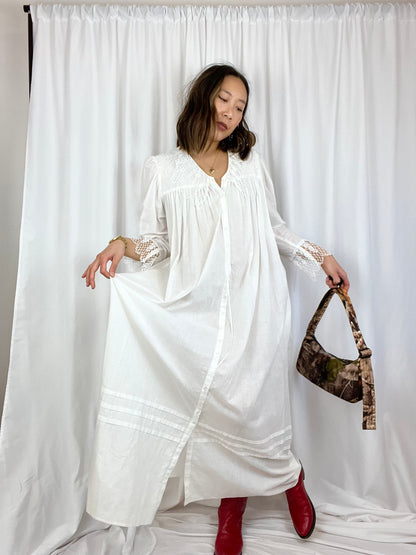 EILEEN WEST ROMANTIC LACE WHITE DRESS
