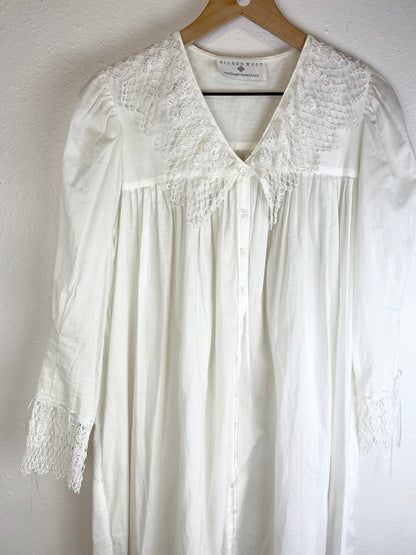 EILEEN WEST ROMANTIC LACE WHITE DRESS