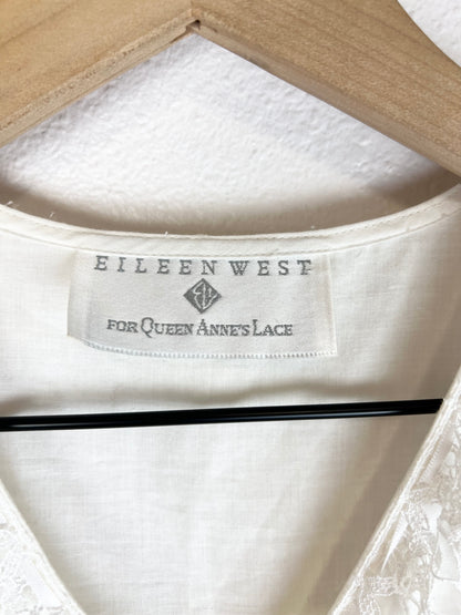 EILEEN WEST ROMANTIC LACE WHITE DRESS