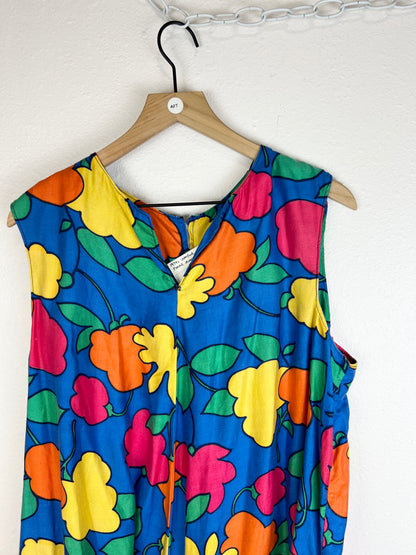 1970s TIE WAIST FLORAL DRESS