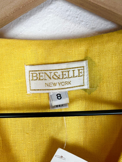 YELLOW LINEN BUTTON FRONT DRESS