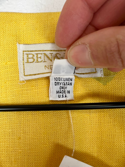 YELLOW LINEN BUTTON FRONT DRESS