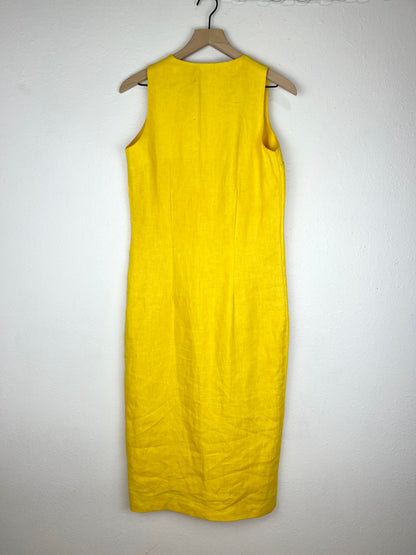 YELLOW LINEN BUTTON FRONT DRESS