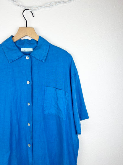 RELAXED LINEN BUTTON DOWN TOP