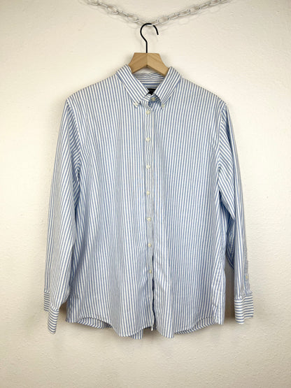 LAND'S END BLUE STRIPED BUTTON DOWN