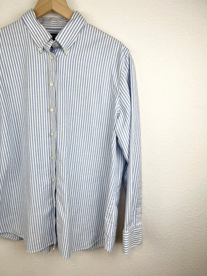 LAND'S END BLUE STRIPED BUTTON DOWN